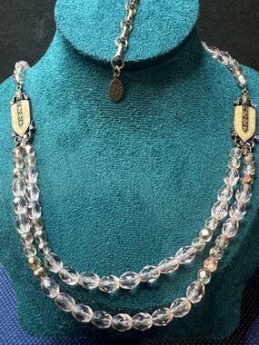 Anne Koplik Crystal Double Art Nouveau Style Enamel Crystal Fairycore Necklace